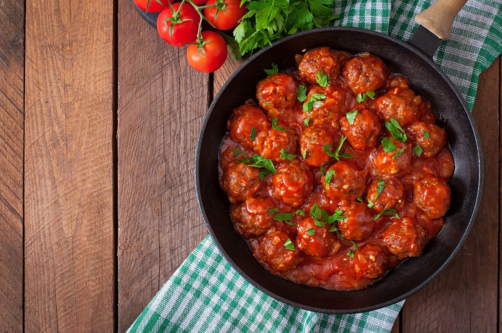 Meatballs in a skillet