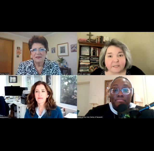 screenshot of attendees of the National Review Institute Round-table on What is a Woman? And Mother Cabrini.