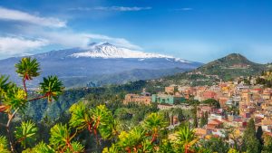 Landscape of Etna Volcano and Taormina, Sicily